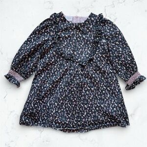 Paz Rodriguez Floral Dark Blue Dress